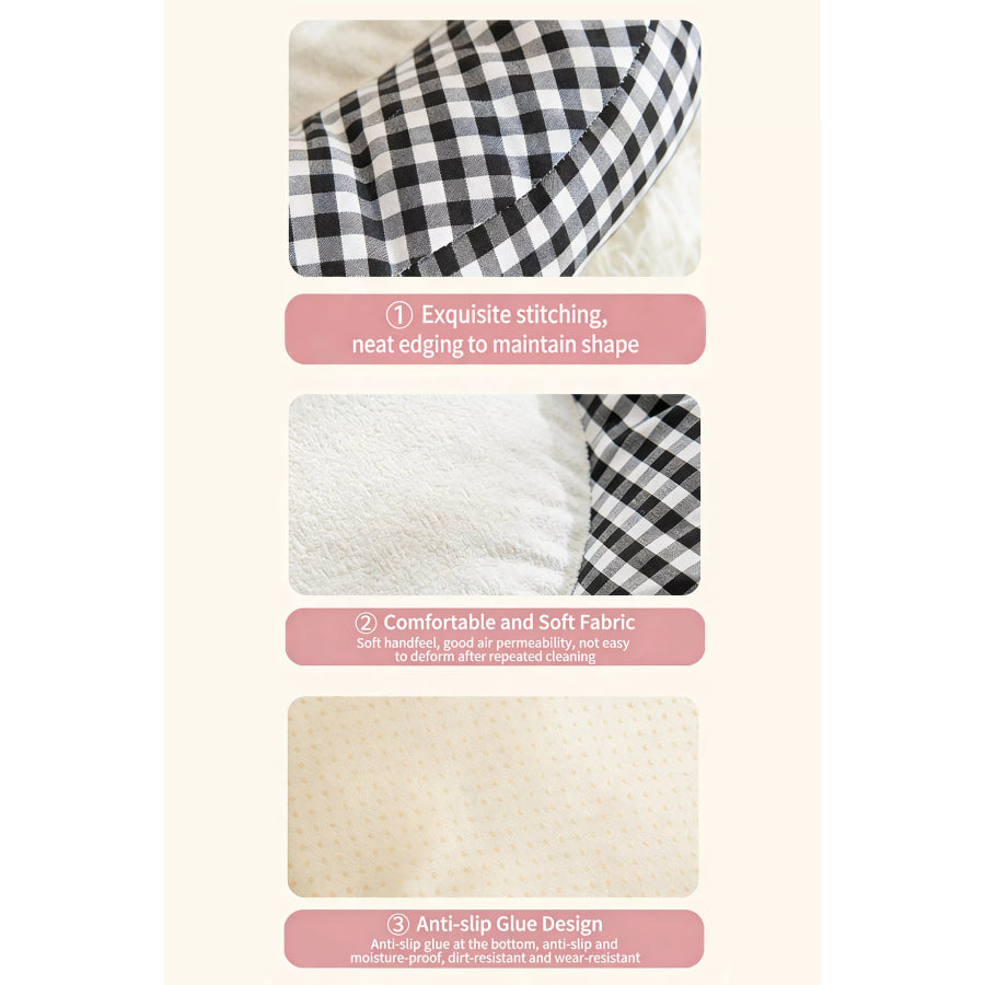 Cartoon Plaid Design Pet Mat with Bow Plaid / One Size Apparel and Accessories