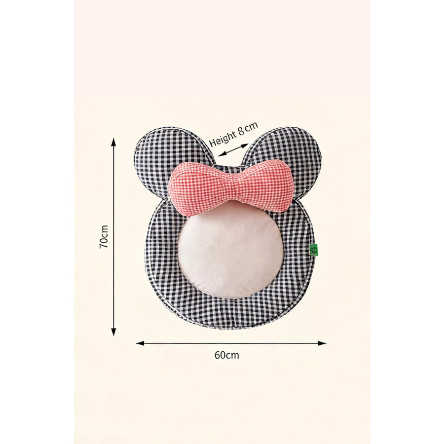 Cartoon Plaid Design Pet Mat with Bow Plaid / One Size Apparel and Accessories