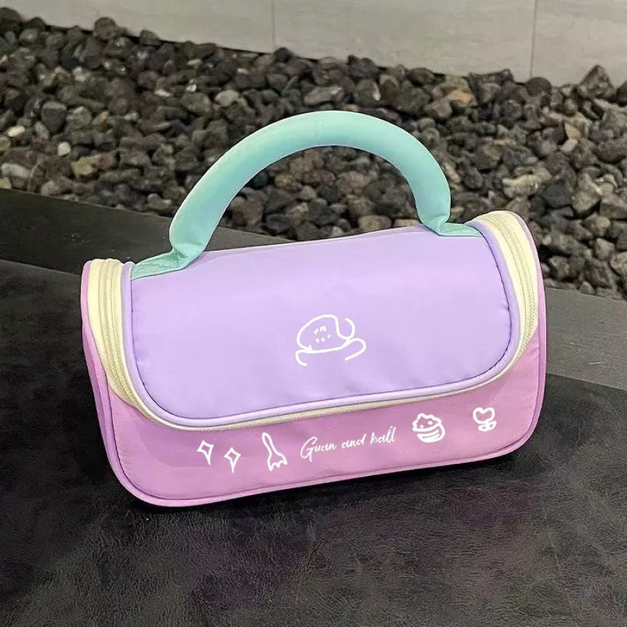 Cartoon Print Handle Cosmetic Bag Lavender / ONESIZE Apparel and Accessories
