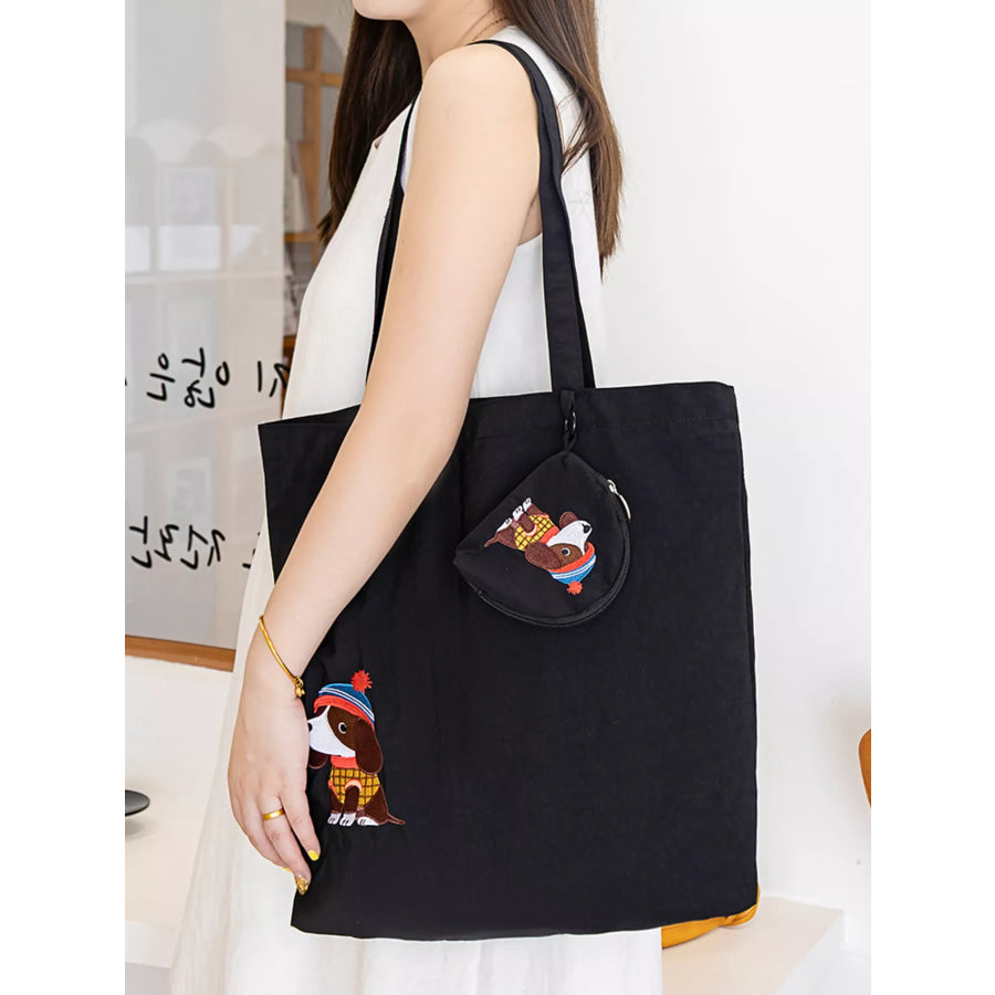Cartoon Print Lightweight Handbag Black / ONESIZE Apparel and Accessories