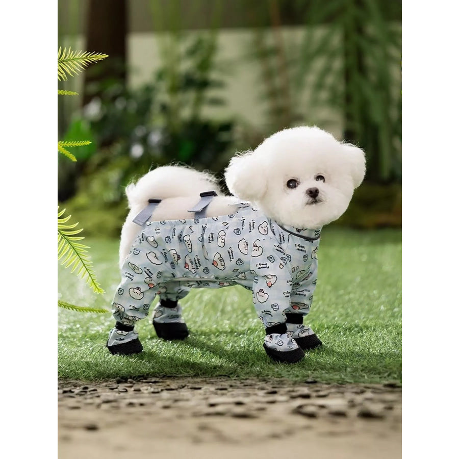Cartoon Print Pet Jumpsuit Light Blue / S Apparel and Accessories