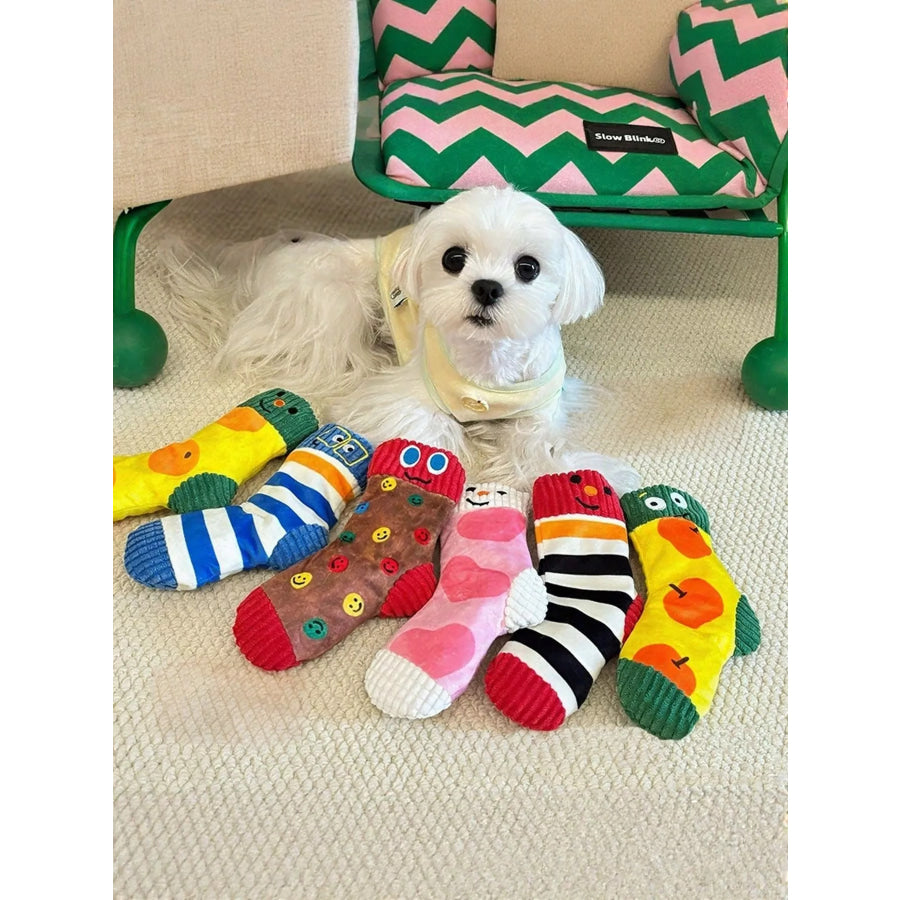 Cartoon Socks Pet Plush Toys 6 Pieces / ONESIZE Apparel and Accessories
