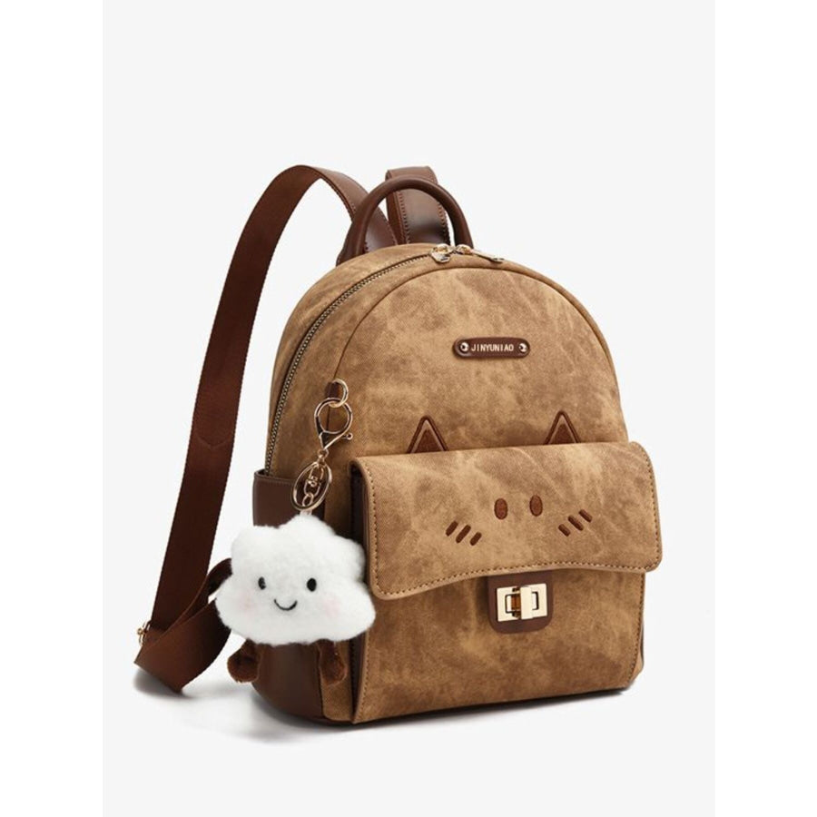 Cartoon Style Cat Backpack Bag Caramel / One Size Apparel and Accessories
