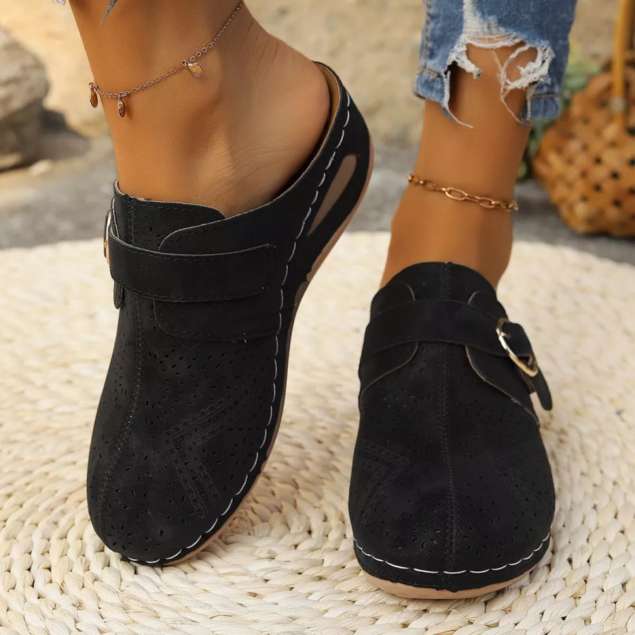 Casual Buckle Slip-Ons Black / 36 Apparel and Accessories