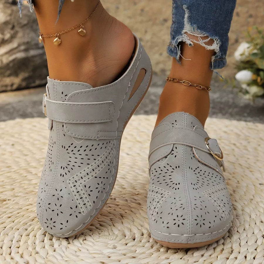 Casual Buckle Slip-Ons Grey / 36 Apparel and Accessories