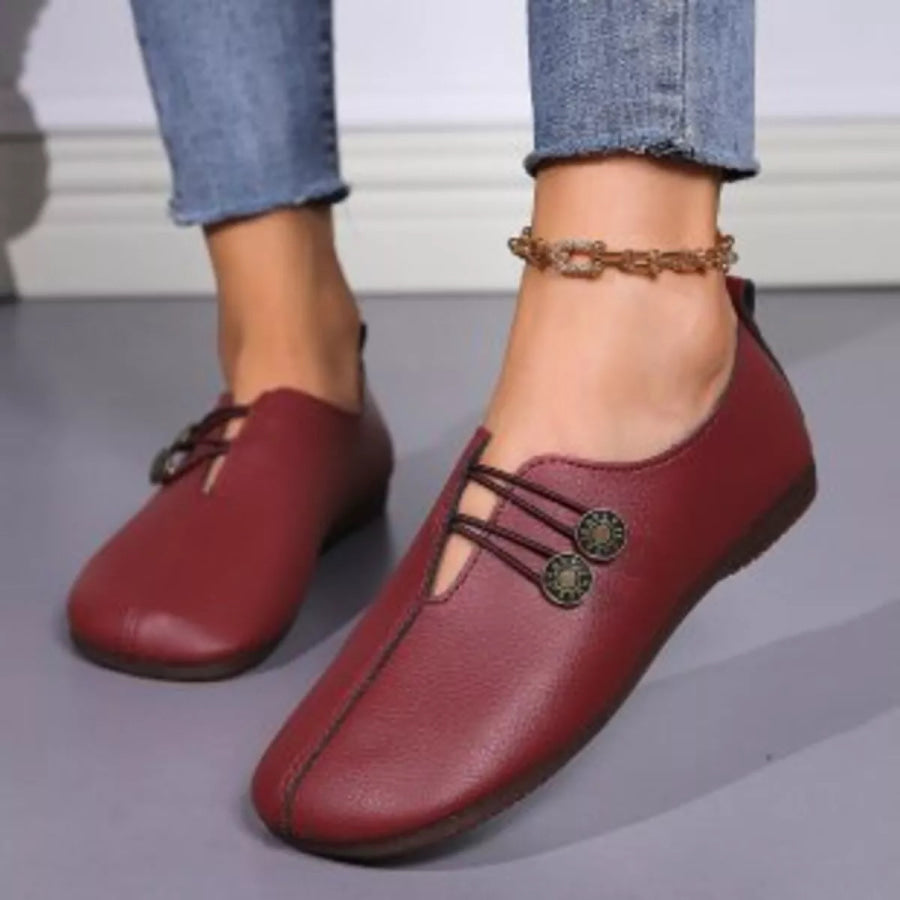 Casual Button Detail Slip-Ons Apparel and Accessories