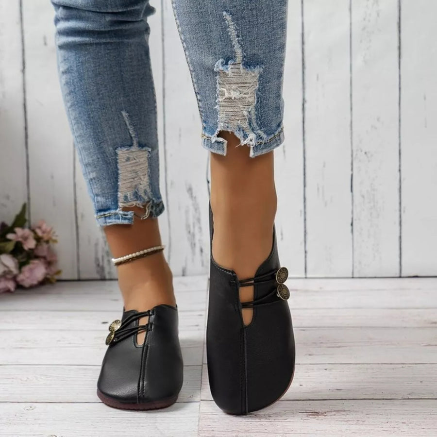 Casual Button Detail Slip-Ons Apparel and Accessories