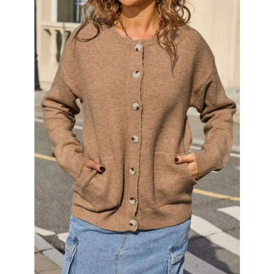 Casual Button-Down Knit Cardigan Apparel and Accessories