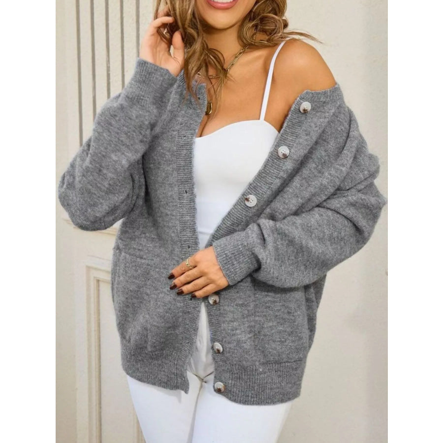 Casual Button-Down Knit Cardigan Apparel and Accessories