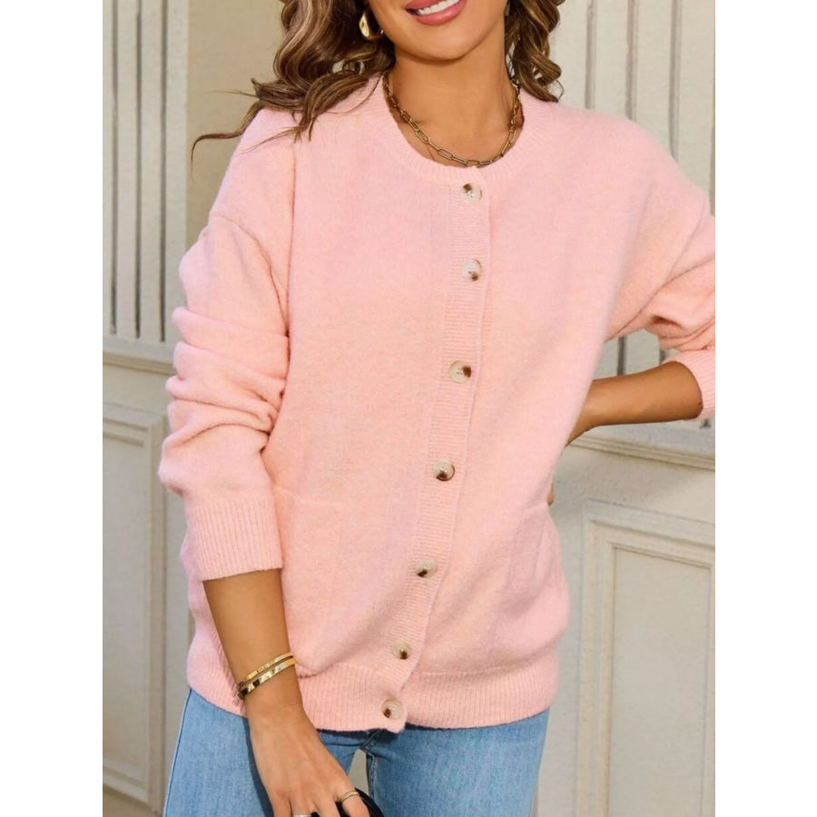 Casual Button-Down Knit Cardigan Apparel and Accessories