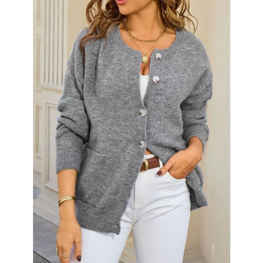 Casual Button-Down Knit Cardigan Apparel and Accessories