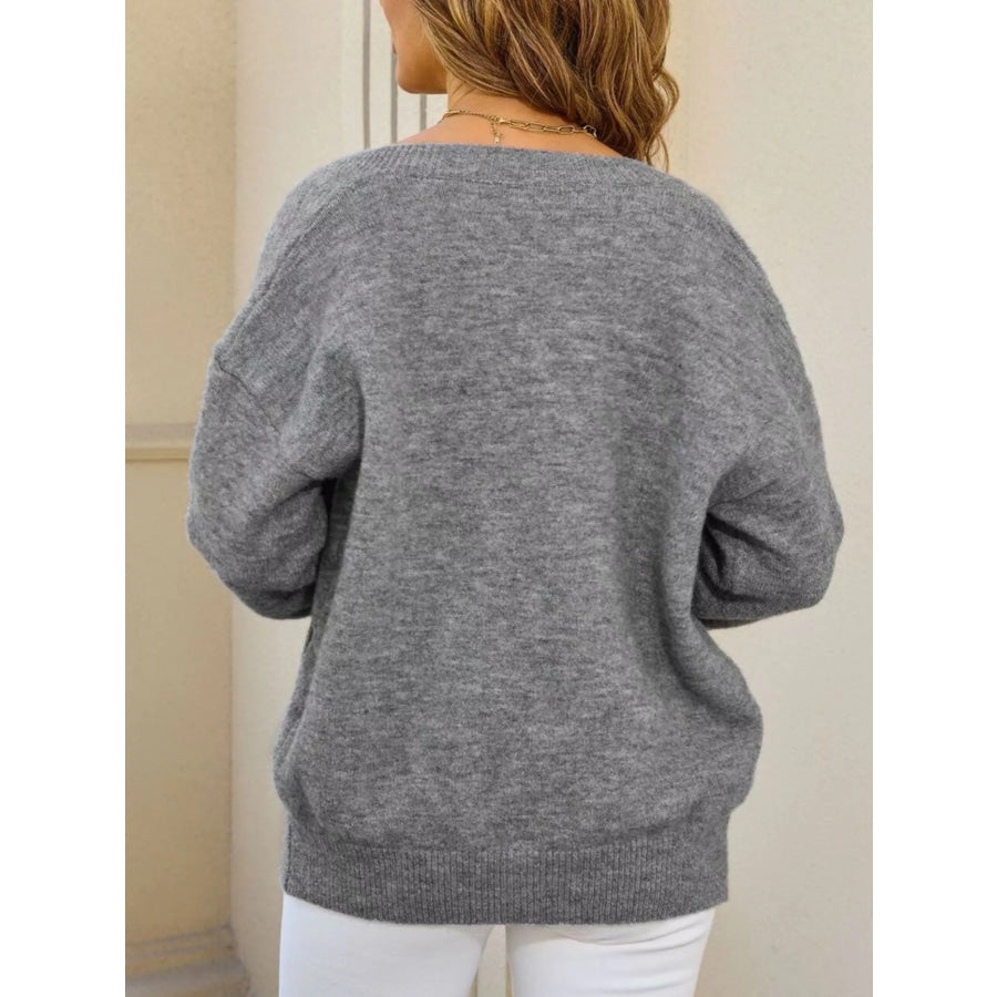 Casual Button-Down Knit Cardigan Apparel and Accessories