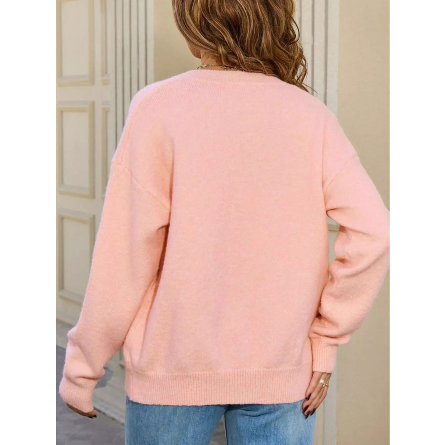Casual Button-Down Knit Cardigan Apparel and Accessories