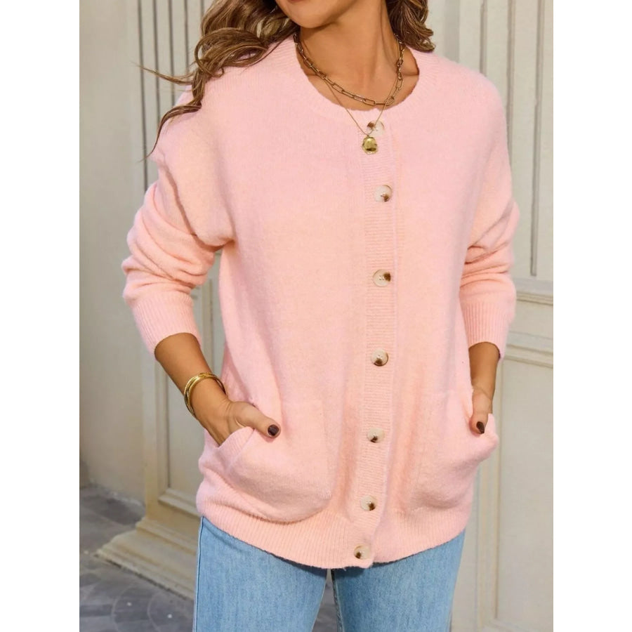 Casual Button-Down Knit Cardigan Apparel and Accessories