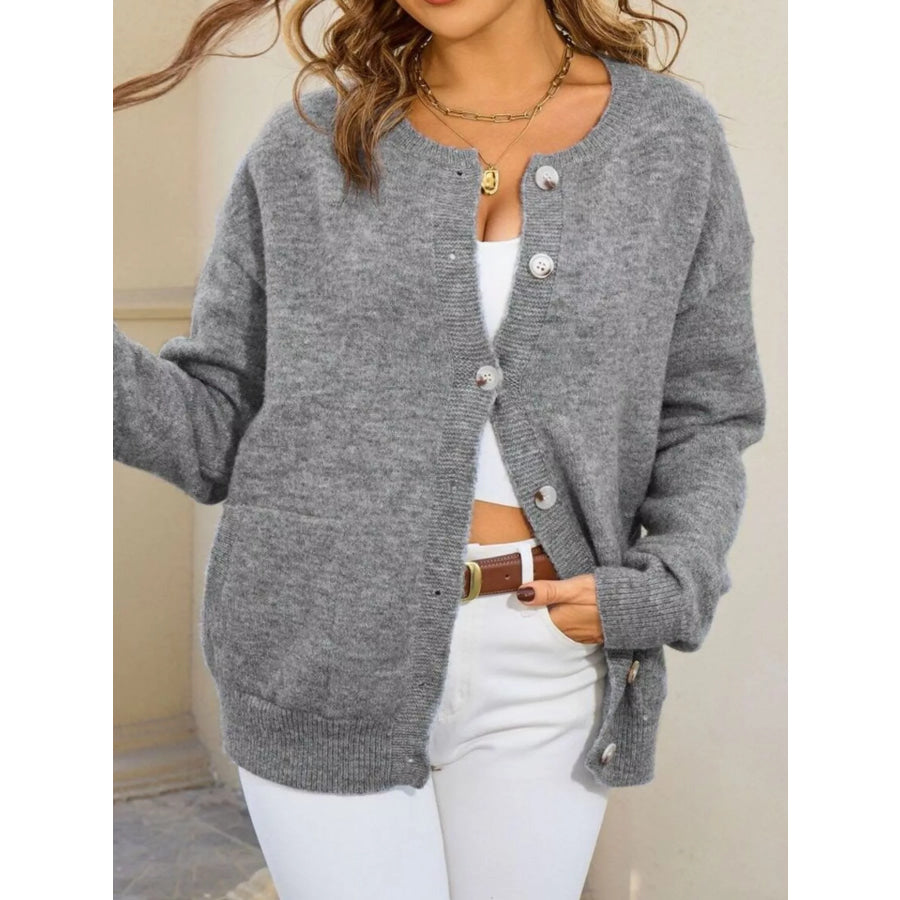 Casual Button-Down Knit Cardigan Apparel and Accessories