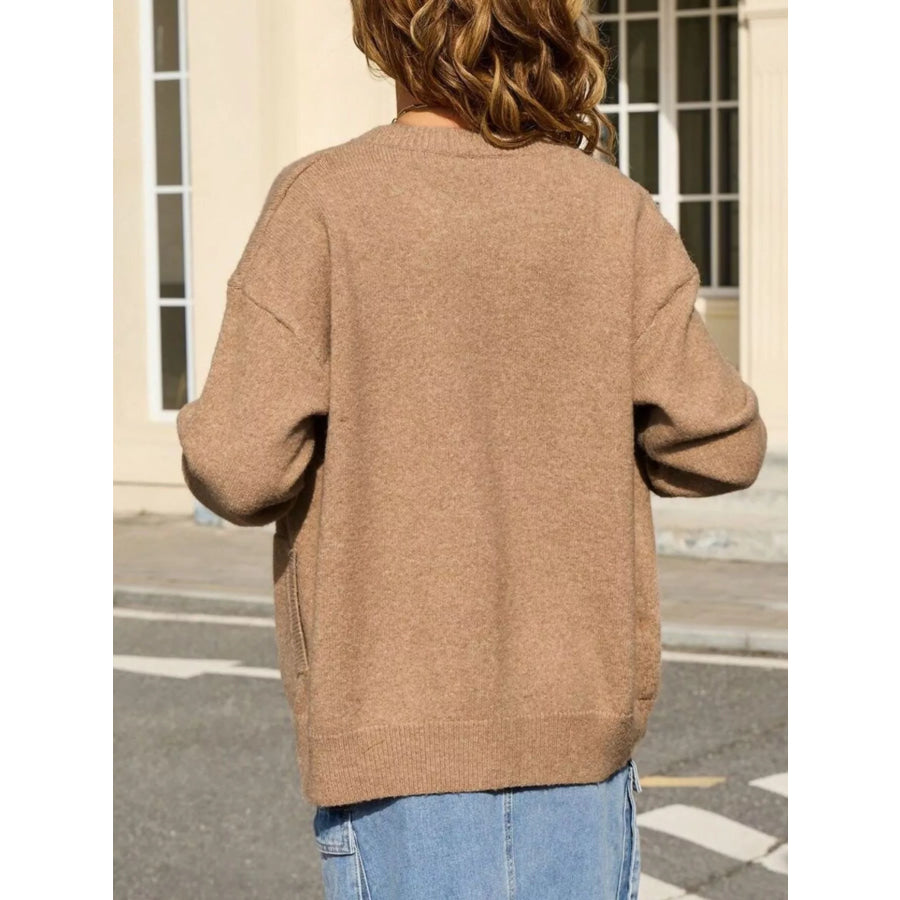 Casual Button-Down Knit Cardigan Apparel and Accessories