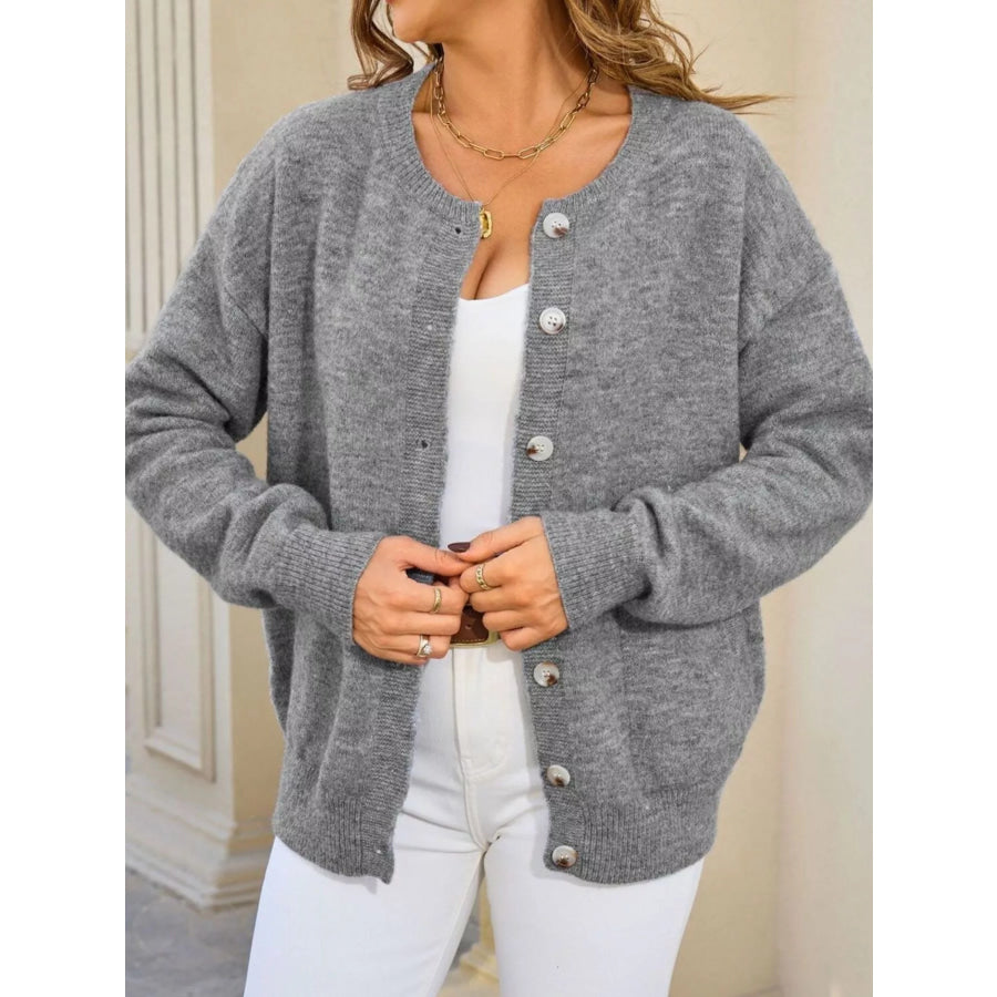 Casual Button-Down Knit Cardigan Apparel and Accessories