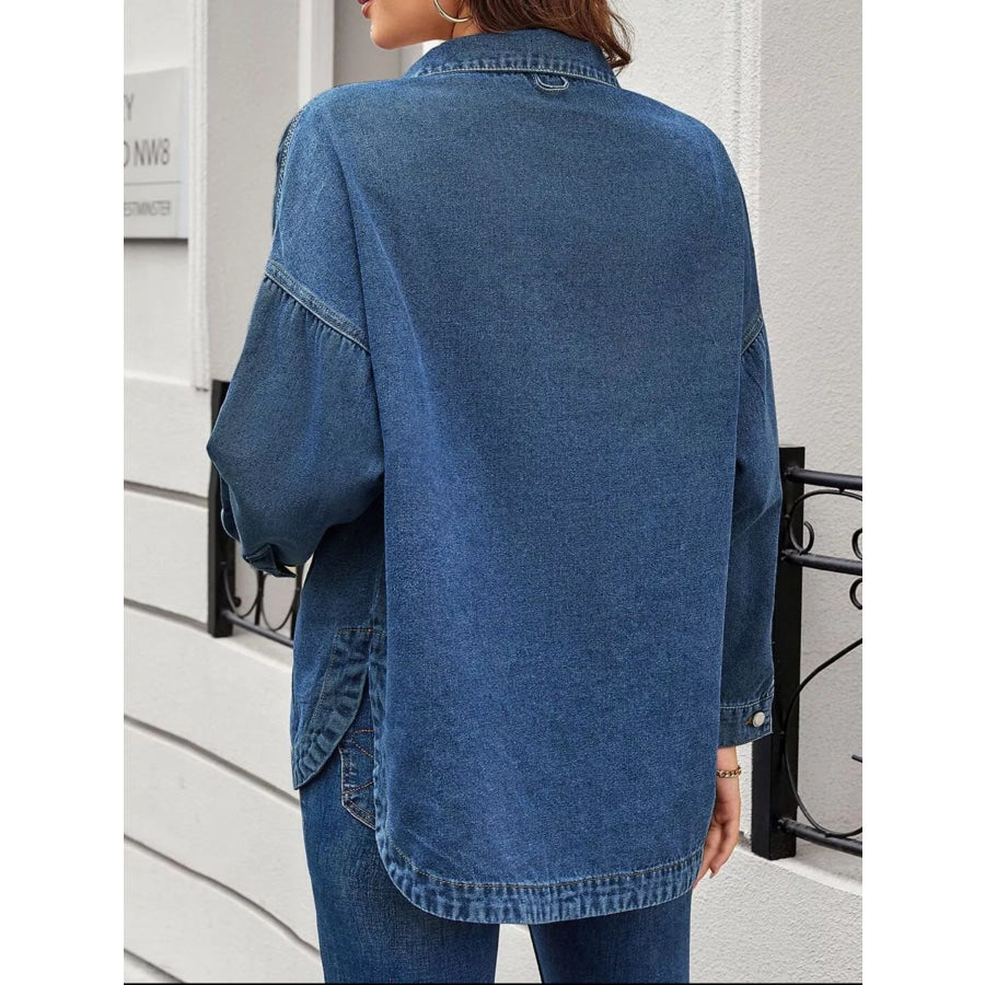 Casual Button Up Loose Fit Denim Jacket Apparel and Accessories