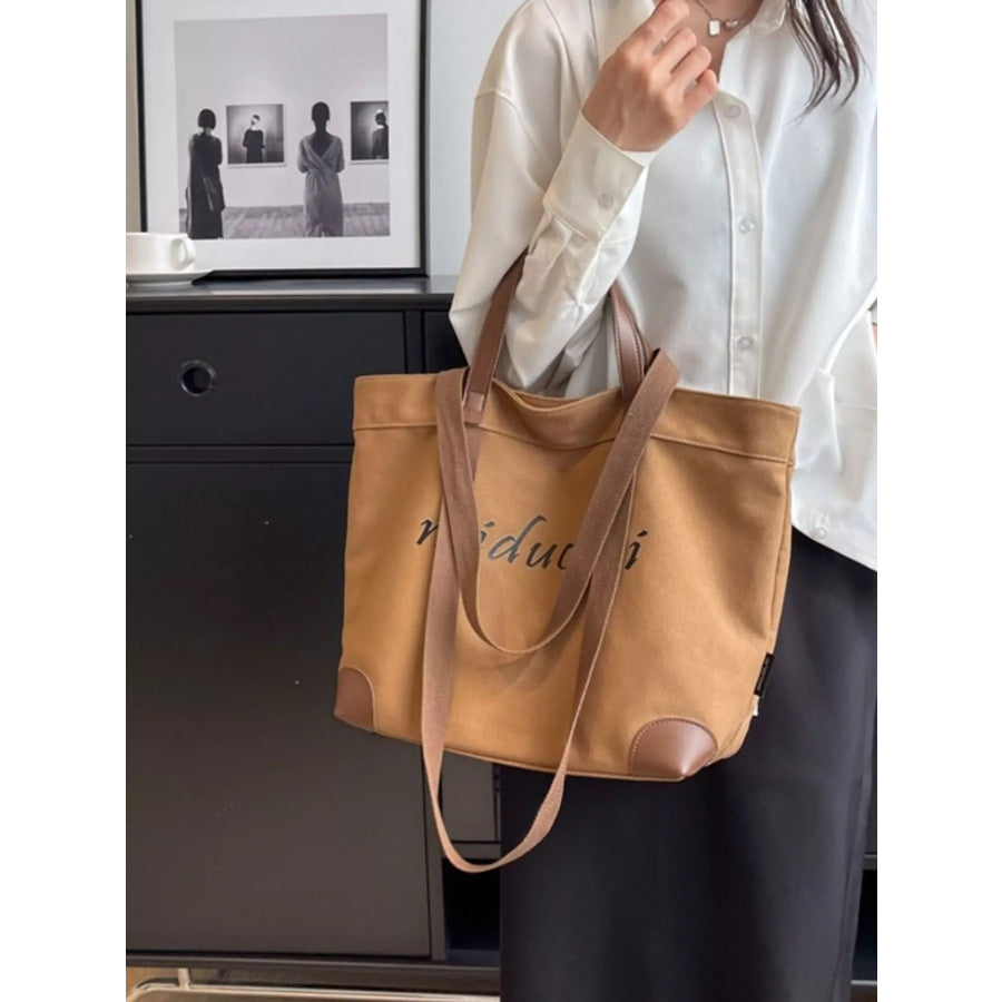 Casual Canvas Handbag Brown / One Size Apparel and Accessories