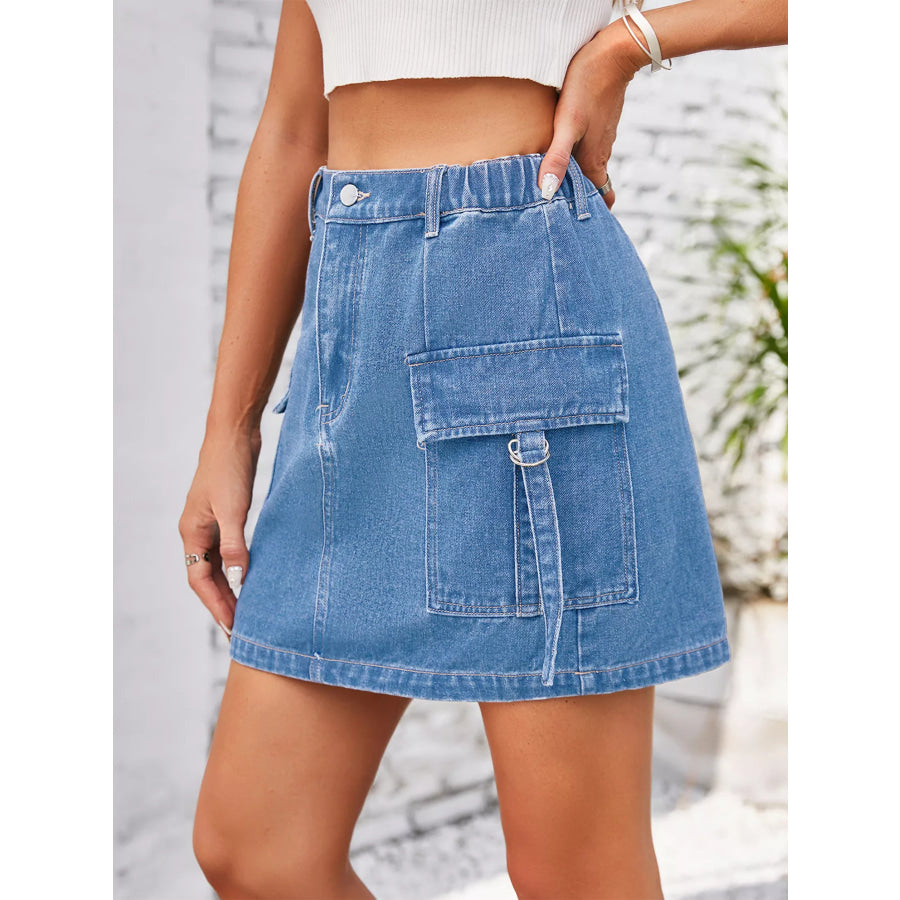 Casual Cargo Denim Skirt Apparel and Accessories