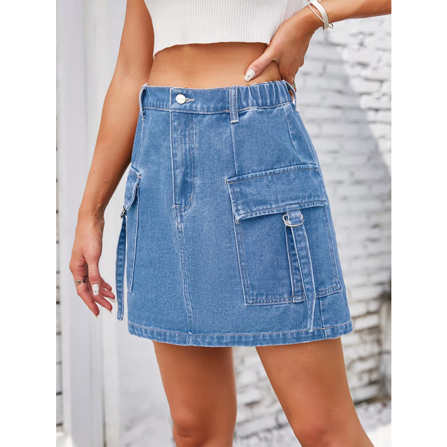 Casual Cargo Denim Skirt Apparel and Accessories