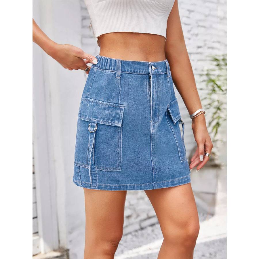 Casual Cargo Denim Skirt Apparel and Accessories