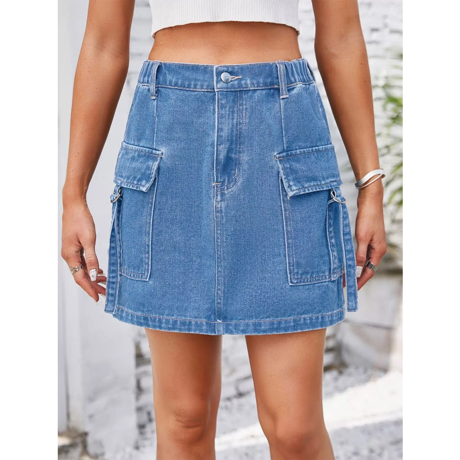 Casual Cargo Denim Skirt Dusty Blue / S Apparel and Accessories