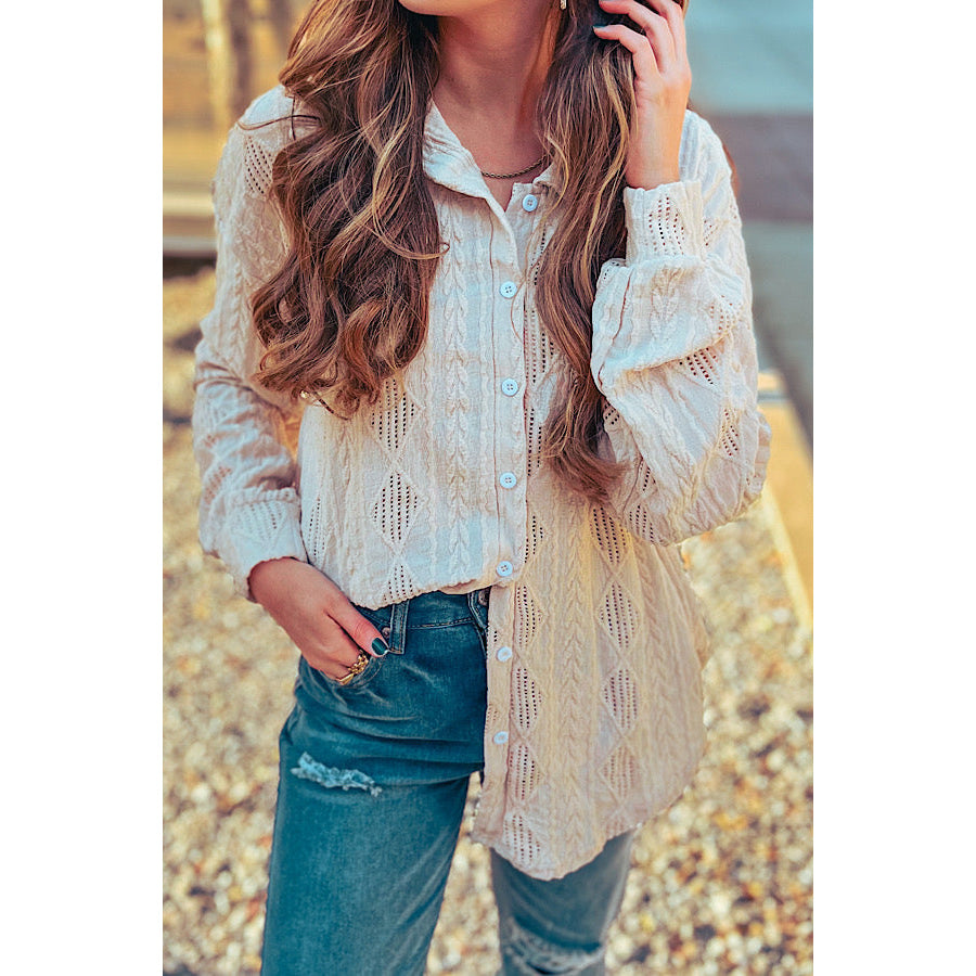 Casual Chic Beige Button Down Top - ETA 2/29 WS 102 Tops