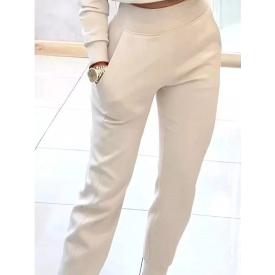 Casual Chic Cropped Sweatshirt and Jogger Set Apparel and Accessories