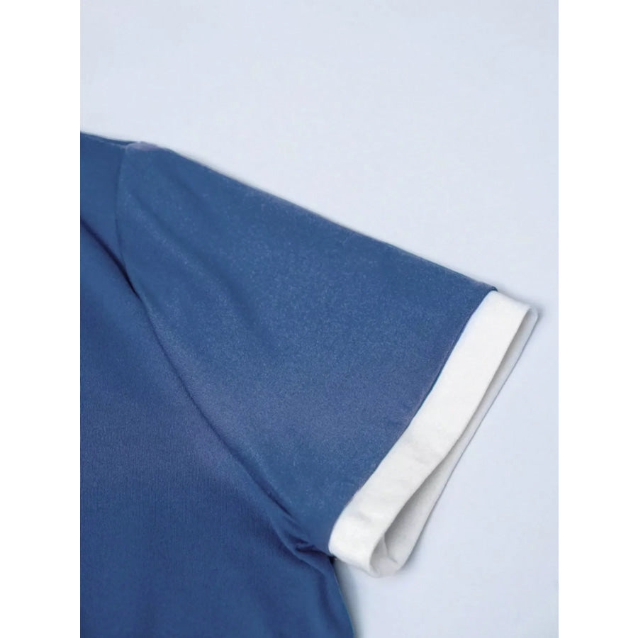 Casual Contrast Trim Short Sleeve T-Shirt Apparel and Accessories