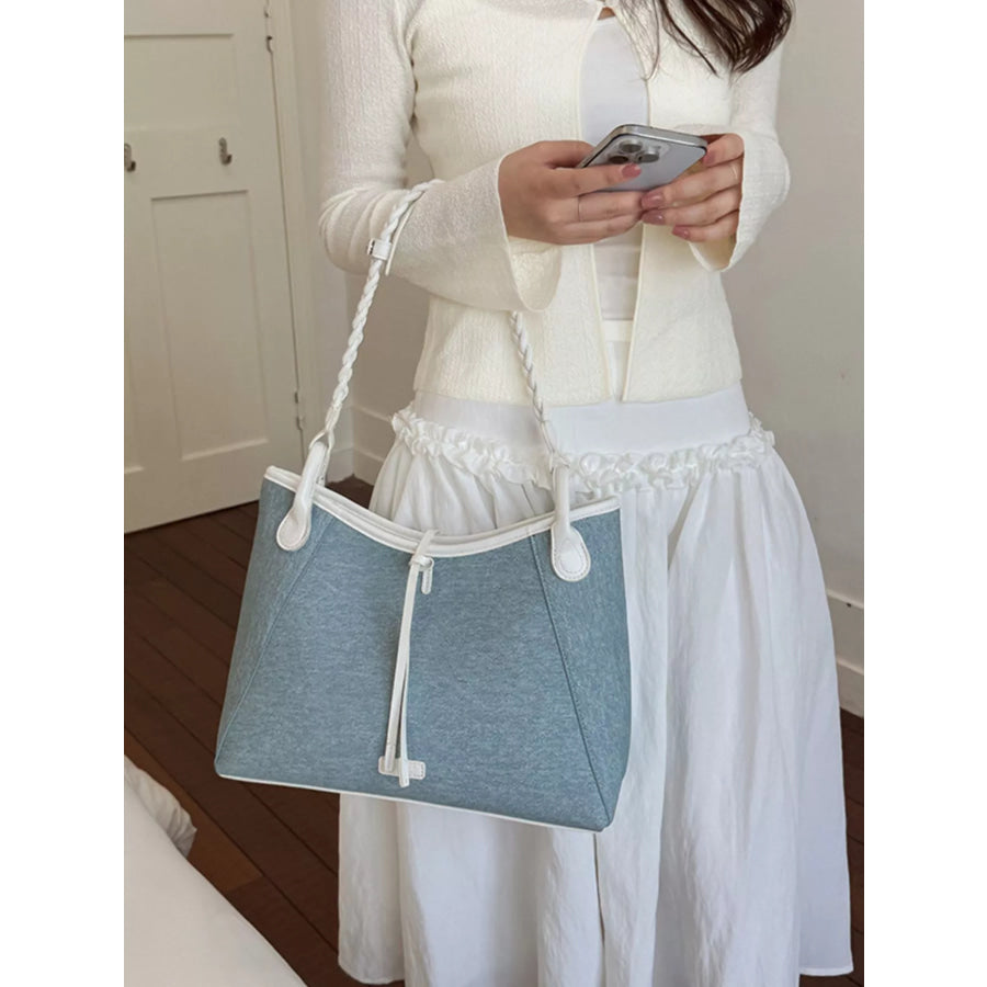 Casual Contrast Trim Shoulder Bag Pastel Blue / onesize Apparel and Accessories