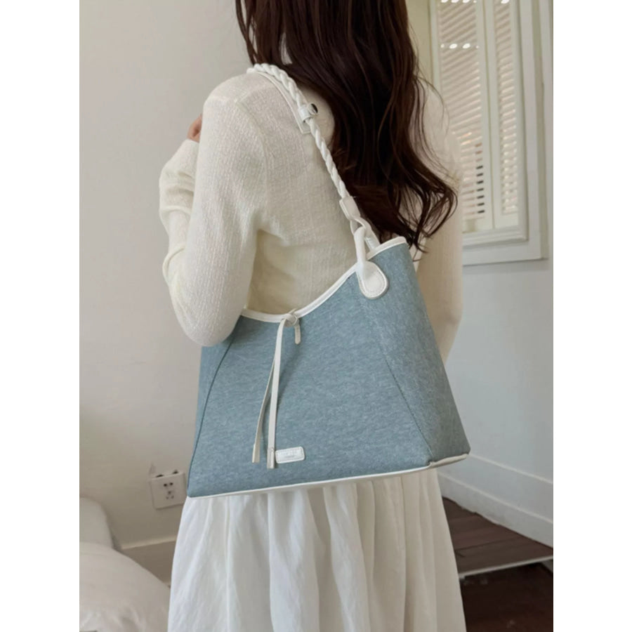 Casual Contrast Trim Shoulder Bag Pastel Blue / onesize Apparel and Accessories