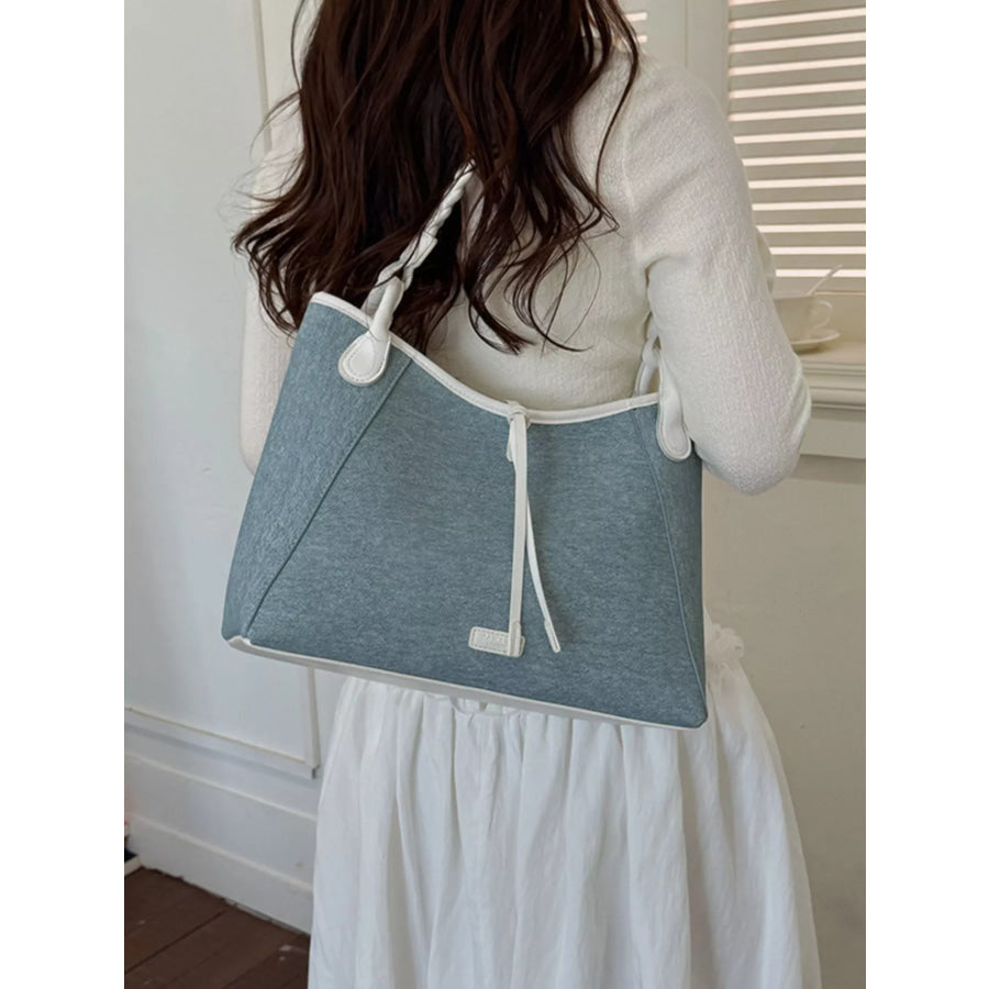 Casual Contrast Trim Shoulder Bag Pastel Blue / onesize Apparel and Accessories