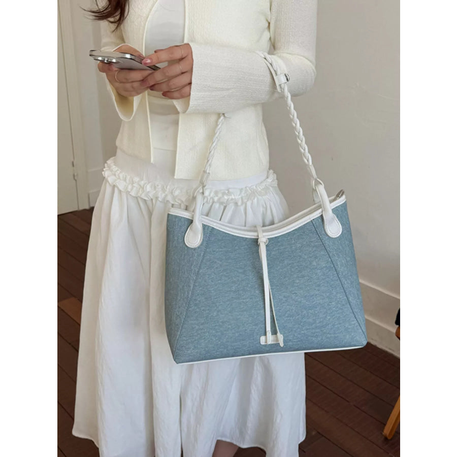 Casual Contrast Trim Shoulder Bag Pastel Blue / onesize Apparel and Accessories