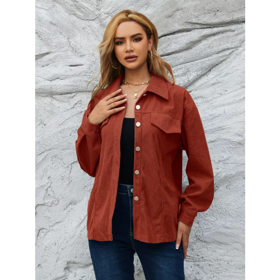 Casual Corduroy Button-Down Jacket Apparel and Accessories