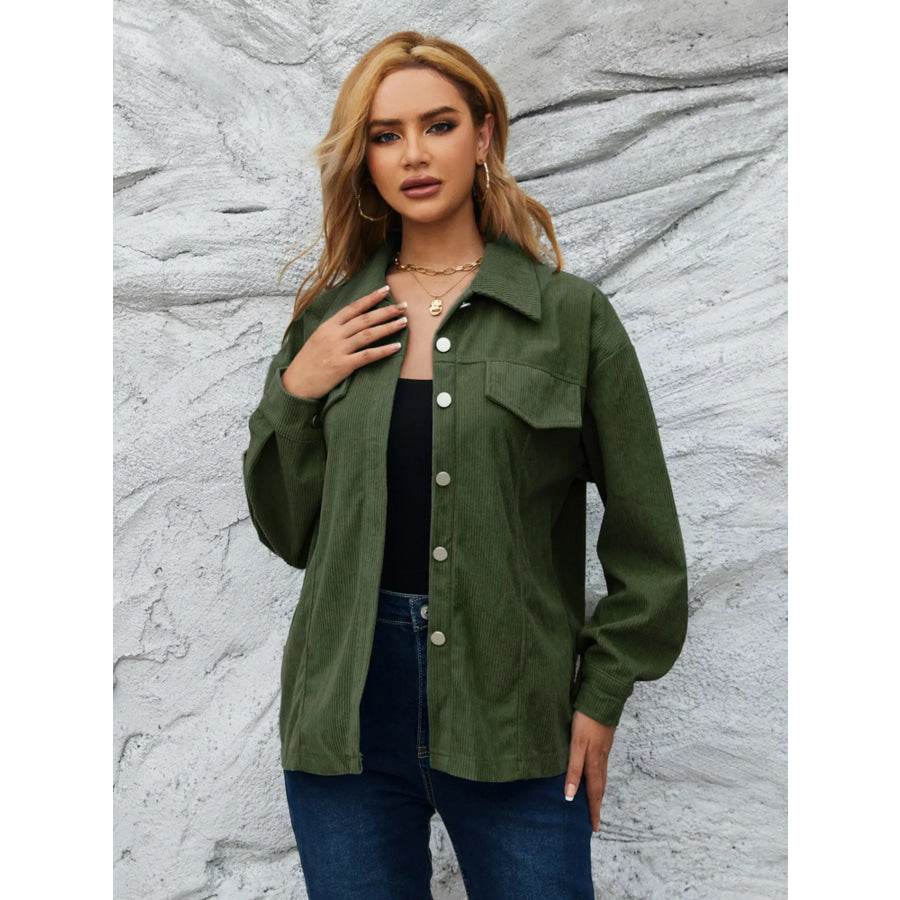Casual Corduroy Button-Down Jacket Apparel and Accessories