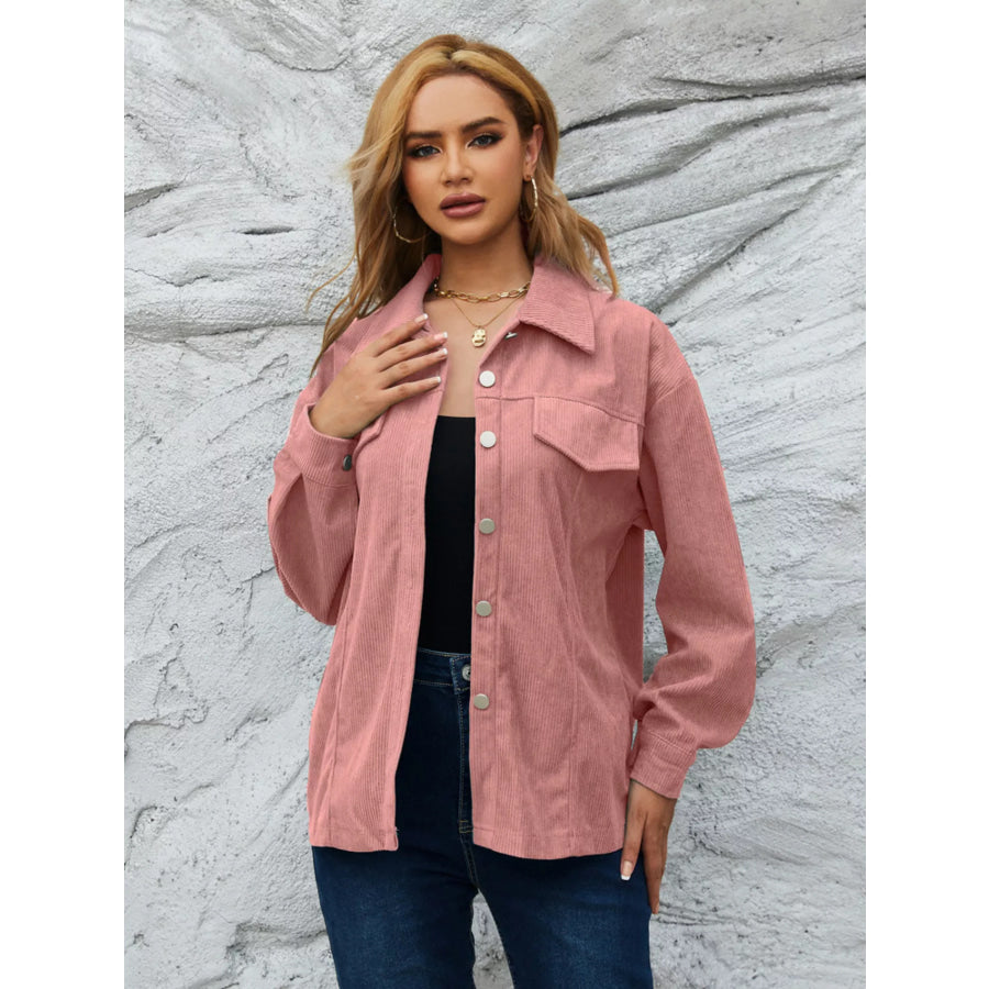 Casual Corduroy Button-Down Jacket Apparel and Accessories