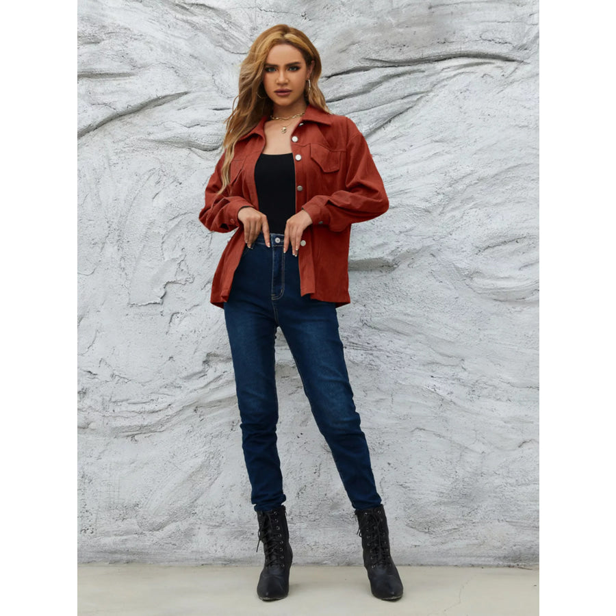 Casual Corduroy Button-Down Jacket Apparel and Accessories