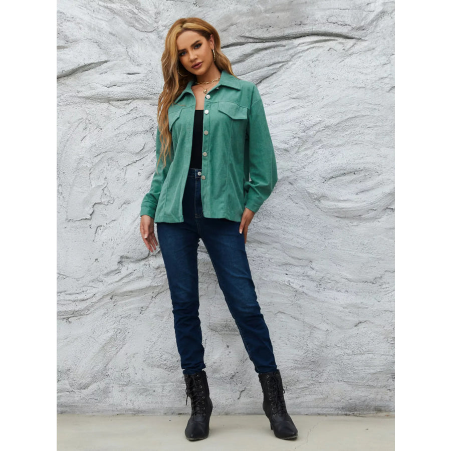 Casual Corduroy Button-Down Jacket Apparel and Accessories