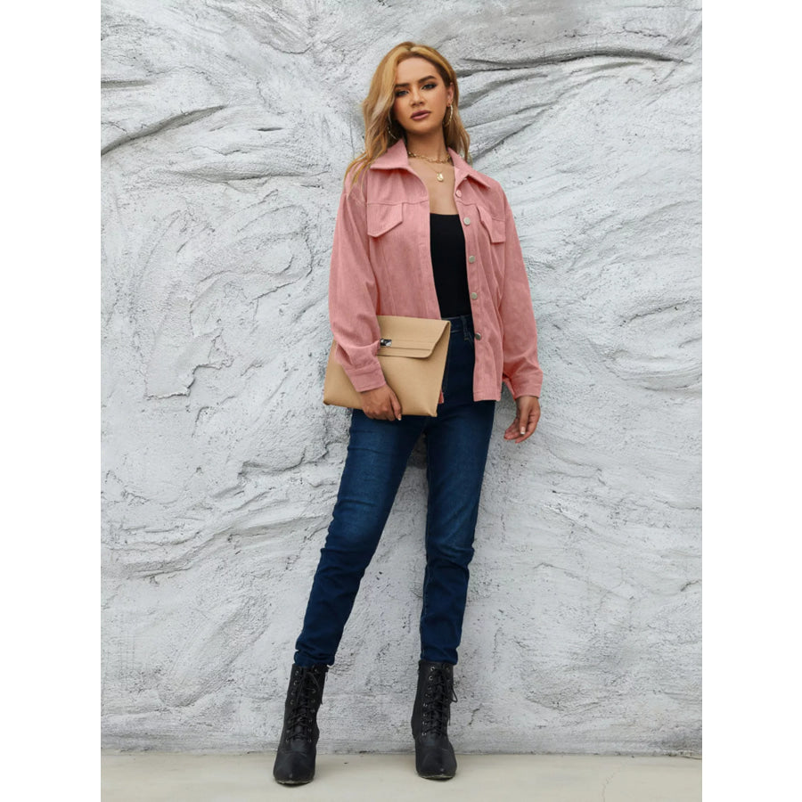 Casual Corduroy Button-Down Jacket Apparel and Accessories