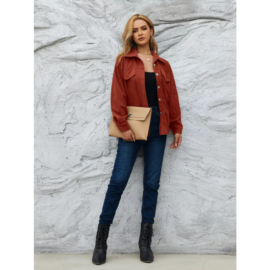 Casual Corduroy Button-Down Jacket Apparel and Accessories