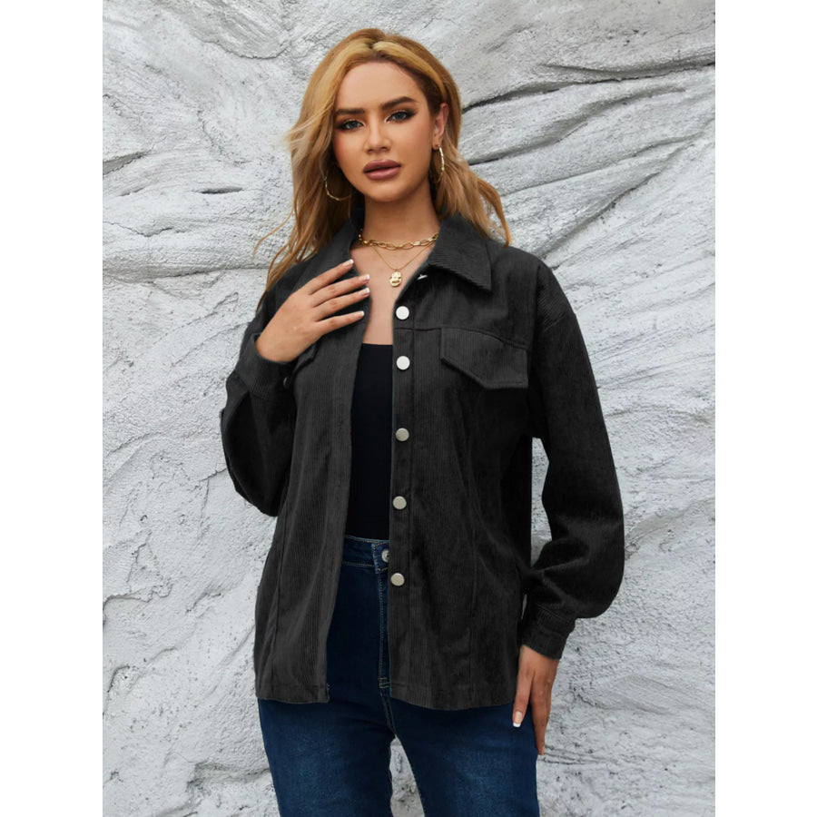 Casual Corduroy Button-Down Jacket Apparel and Accessories