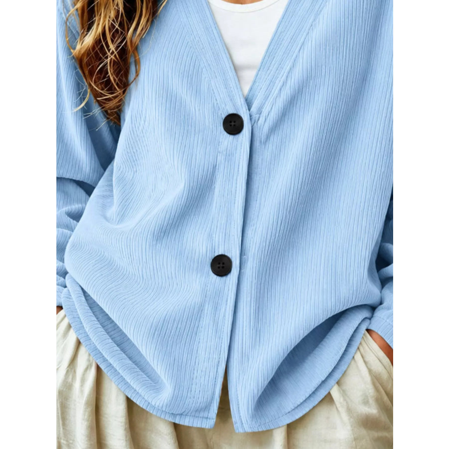 Casual Corduroy Button-Up Cardigan Apparel and Accessories