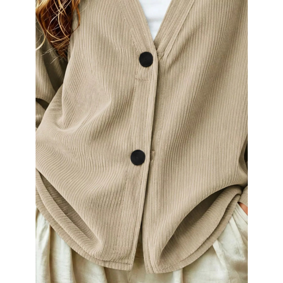 Casual Corduroy Button-Up Cardigan Apparel and Accessories