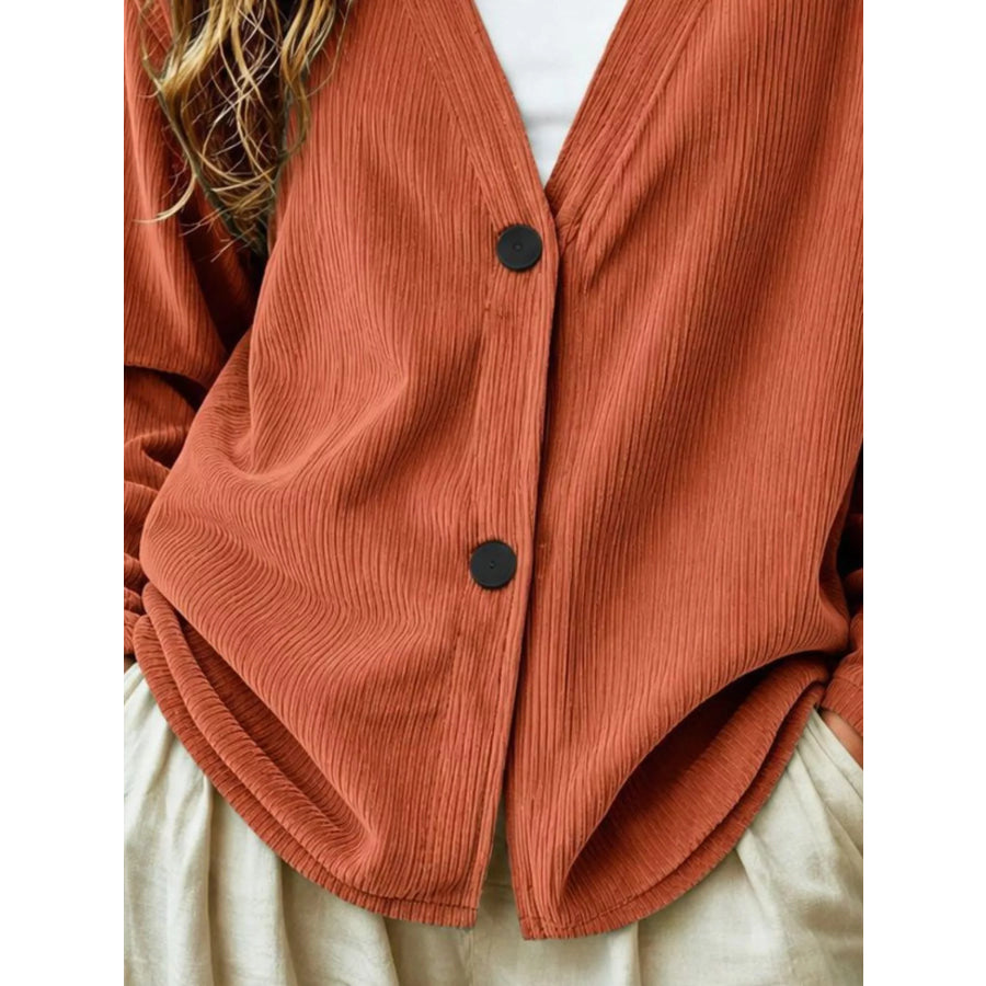 Casual Corduroy Button-Up Cardigan Apparel and Accessories
