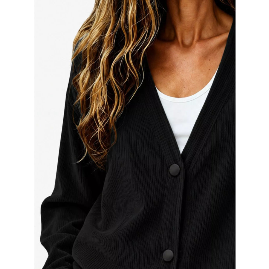 Casual Corduroy Button-Up Cardigan Apparel and Accessories