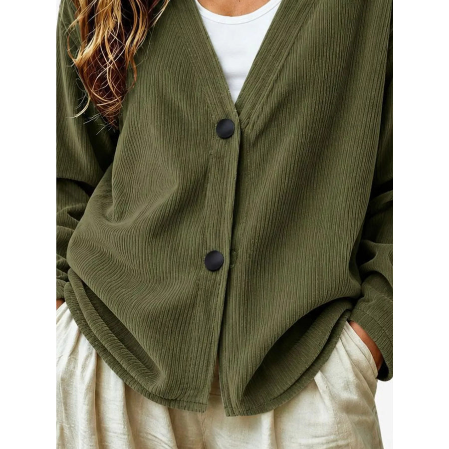 Casual Corduroy Button-Up Cardigan Apparel and Accessories