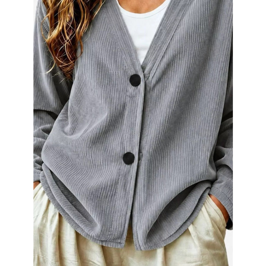 Casual Corduroy Button-Up Cardigan Apparel and Accessories