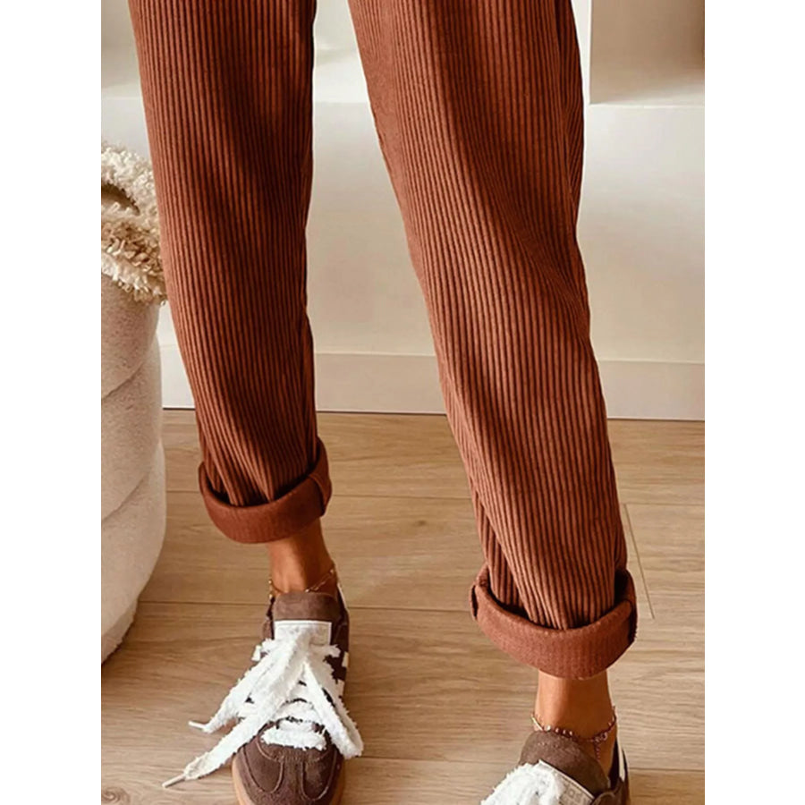 Casual Corduroy Drawstring Waist Pants Apparel and Accessories