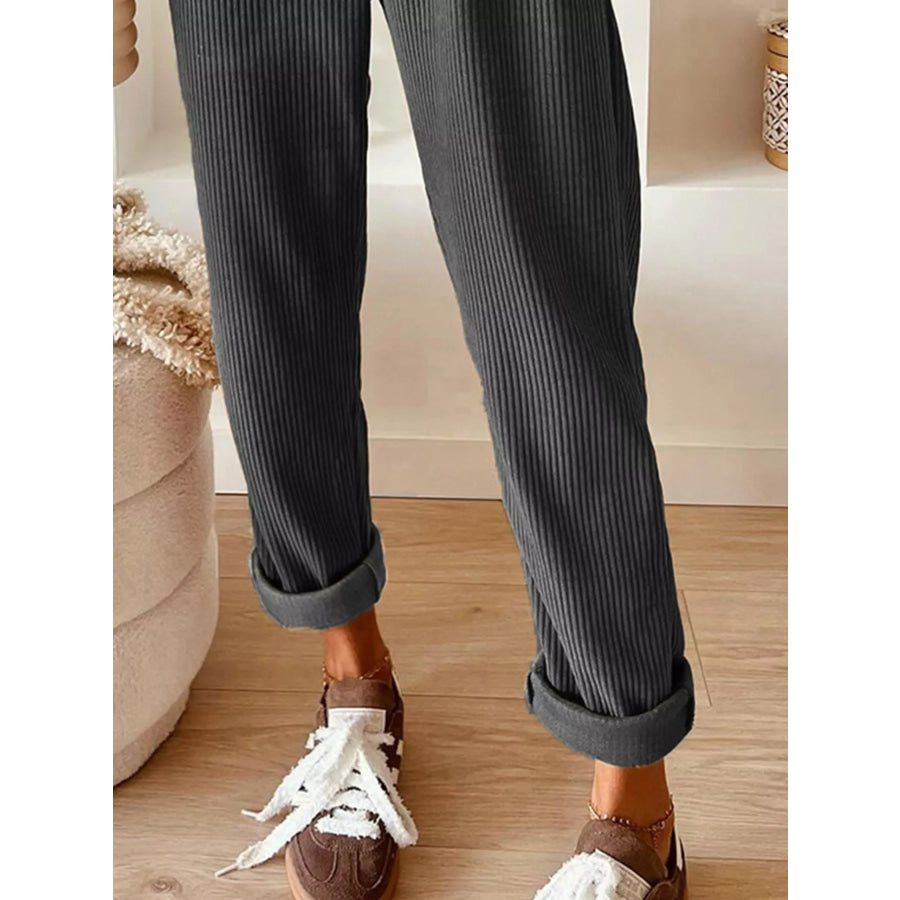 Casual Corduroy Drawstring Waist Pants Apparel and Accessories